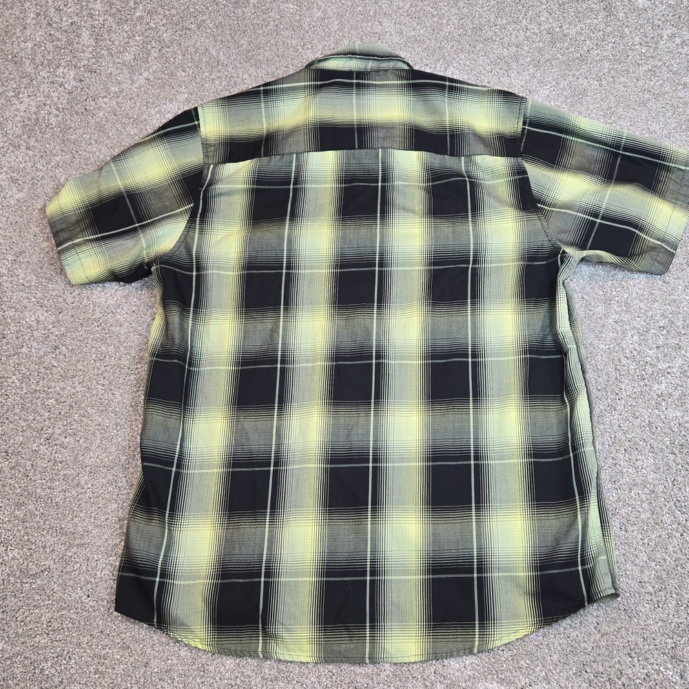 Dixxon Flannel Co Radium Bamboo Short Sleeve Plaid Shirt Mens Large Black Yellow - Picture 6 of 8